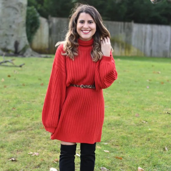 Urban Outfitters Red Turtleneck Sweater Dress - Picture 1 of 1